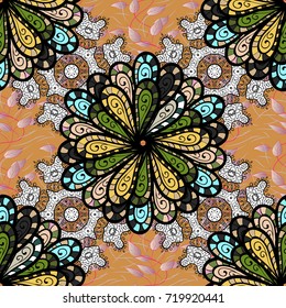 Can be used for textile, greeting card, coloring book, phone case print. Ethnic Mandala ornament. Indian floral paisley medallion pattern. Vector Henna tattoo style.