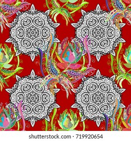 Can be used for textile, greeting card, coloring book, phone case print. Ethnic Mandala ornament. Indian floral paisley medallion pattern. Vector Henna tattoo style.