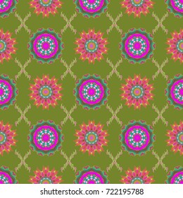 Can be used for textile, greeting card, coloring book, phone case print. Vector Henna tattoo style. Ethnic Mandala ornament. Indian floral paisley medallion pattern.