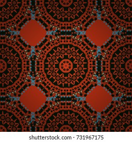 Can be used for textile, greeting card, coloring book, phone case print. Vector Henna tattoo style. Ethnic Mandala seamless pattern. Magenta, blue and black Indian floral paisley medallion.