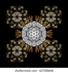Can be used for textile, parer, scrapbooking, wrapping, web and print design. Vector Winter on a white Background with black Snowflakes and dots.