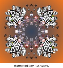 Can be used for textile, parer, scrapbooking, wrapping, web and print design. Vector Winter ornamental pattern on a Background with Abstract Snowflakes and dots.