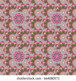 Can be used for wallpaper, web page. Summer seamless pattern with stylized flowers. Vector ornate zentangle seamless texture, pattern with abstract floral mandalas on background.