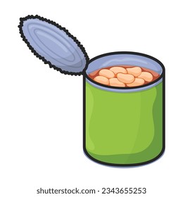 Can of bean vector icon.Color vector icon isolated on white background can of bean .