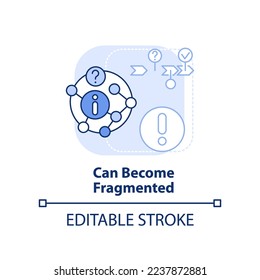 Can become fragmented light blue concept icon. Microtraining disadvantage abstract idea thin line illustration. Education. Isolated outline drawing. Editable stroke. Arial, Myriad Pro-Bold fonts used