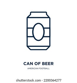 can of beer icon from american football collection. Thin linear can of beer, alcohol, container outline icon isolated on white background. Line vector can of beer sign, symbol for web and mobile