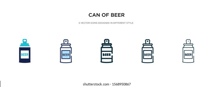 can of beer icon in different style vector illustration. two colored and black can of beer vector icons designed in filled, outline, line and stroke style can be used for web, mobile, ui