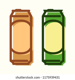 Can of Beer. Set of lineart vector icons isolated on white background