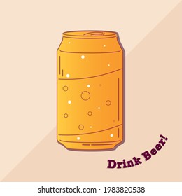 Can beer sticker drink alcohol liquid enjoy icon - Vector
