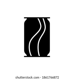 Can,  beverage icon, symbol in solid black flat shape, isolated on white background