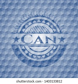 Can blue hexagon badge. Vector Illustration. Detailed.