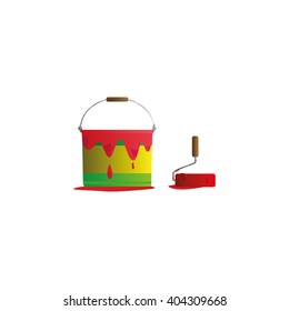 Can bucket and paint roller illustration.