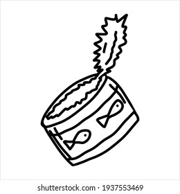 Dosenfisch als Doodle-Element einzeln auf weißem Hintergrund.