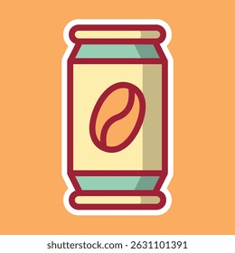 a can of coffee editable cartoon style sticker vector