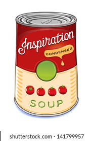 Can condensed tomato soup Inspiration isolated white background  Created in Adobe Illustrator  Image contains gradients   gradient meshes  EPS 8 