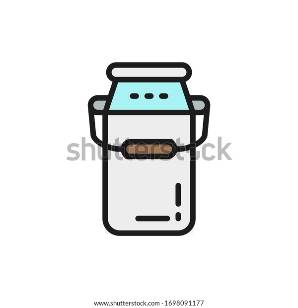 Can container\
for milk flat color line\
icon.