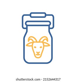 Puede contener un icono aislado de leche. Signo de animal de granja. Símbolo gráfico para el diseño del sitio web, logotipo, aplicación, interfaz de usuario. Ilustración del vector