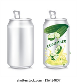 Can with cucumber juice. Vector illustration.