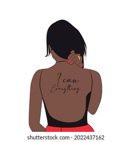 I can everything. The body of a powerful woman. Draw and text, sublimation design and Vector T-shirt fashion design.