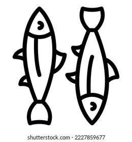 Puede pescar el vector de contorno de icono. Comida de aceite. Pescado marino