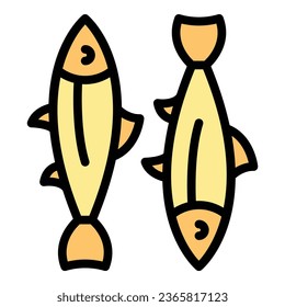 Can fish icon outline vector. Oil food. Sea fish color flat