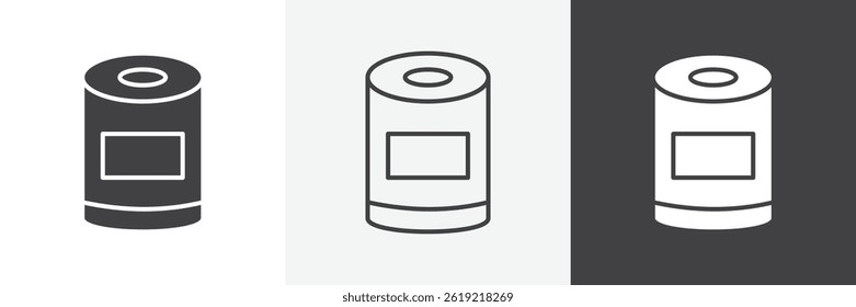 Can food flat and liner vector icons set