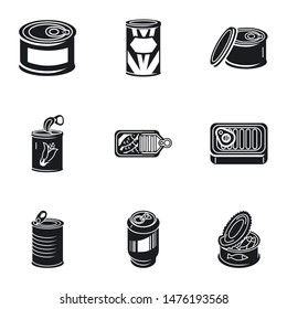Can food tins icon set. Simple set of 9 can food tins vector icons for web design isolated on white background