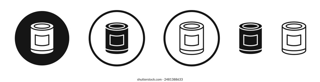 Can food vector icon set in black and white color.