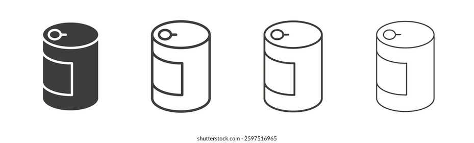 Can food vector icon set in black and white color.