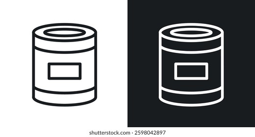 Can food vector icon set in black and white color.
