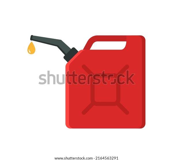Can of fuel. Canister with gasoline. Red\
jerrycan with fuel. Icon of jerry for diesel and petrol. Plastic\
bottle for car. Flat cartoon icon.\
Vector.