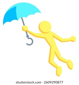 If It Can Happen icon represented by people flying with umbrella Flat style.