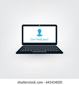 Kann ich dir helfen? - AI, Voice Assistant, Sprachgesteuerte moderne Benutzeroberfläche auf Laptop-Computern
