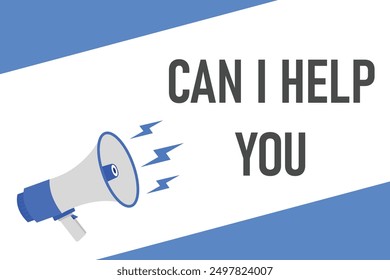 Can i Help you button, banner, label, template for website. Can i Help you text with colorful megaphone icon