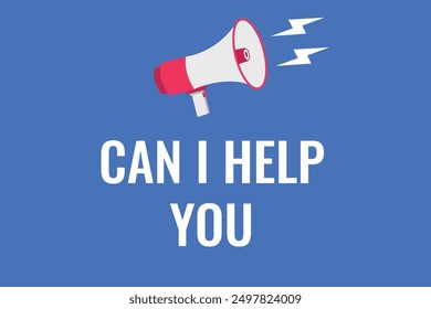 Can i Help you button, banner, label, template for website. Can i Help you text with colorful megaphone icon