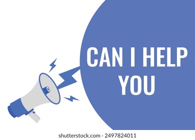 Can i Help you button, banner, label, template for website. Can i Help you text with colorful megaphone icon