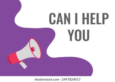 Can i Help you button, banner, label, template for website. Can i Help you text with colorful megaphone icon