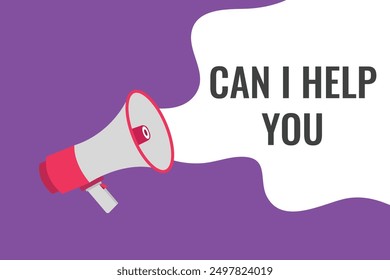 Can i Help you button, banner, label, template for website. Can i Help you text with colorful megaphone icon