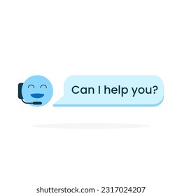 Can I help you text template chat bubble, customer service concept illustration flat design vector eps10. graphic element for landing page ui, icon, infographic, sticker