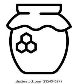 Can of honey line icon, beekeeping concept, natural honey in pot sign on white background, Jar of honey with honeycomb icon in style for and web. Vector graphics.