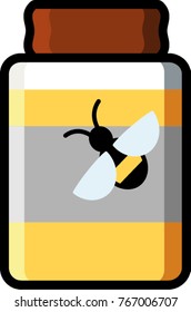A can of honey and a small bee