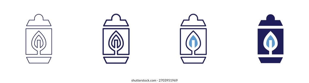 Icono de la lata en 4 estilos diferentes. Línea delgada, línea, línea en negrita, duotono. Estilo duotono. Trazo editable.