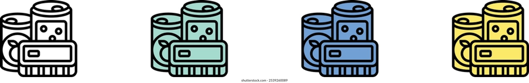 can icon. Outline, Green, Blue and Yellow Style Design Isolated On White Background