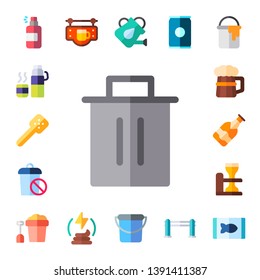 can icon set. 17 flat can icons.  Simple modern icons about  - spray, thermo, slotted spoon, trash, beer, bucket, bar, manure, watering can, soda, bars, paint bucket, canned food