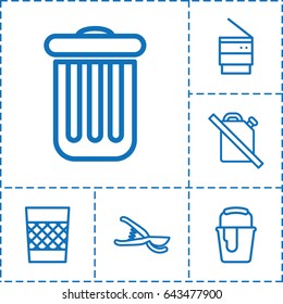 Can icon. set of 6 can outline icons such as paint bucket, garden tools, trash bin