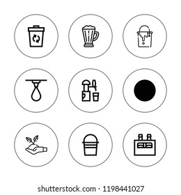 Can icon set. collection of 9 outline can icons with bucket, beer, drop, gardening, paint bucket, recycling bin icons. editable icons.