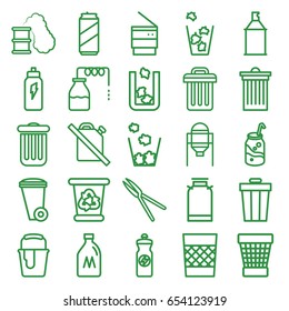 Can icons set. set of 25 can outline icons such as trash bin, canister, tank, recycle bin, paint bucket, spray paint, soda, energy drink, garden tools, energetic drink