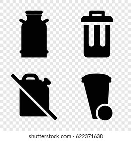Can icons set. set of 4 can filled icons such as canister, trash bin, bin