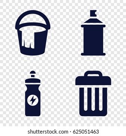 Can icons set. set of 4 can filled icons such as bucket, spray paint, energy drink