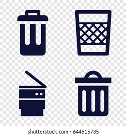 Can icons set. set of 4 can filled icons such as delete trash bin, trash bin